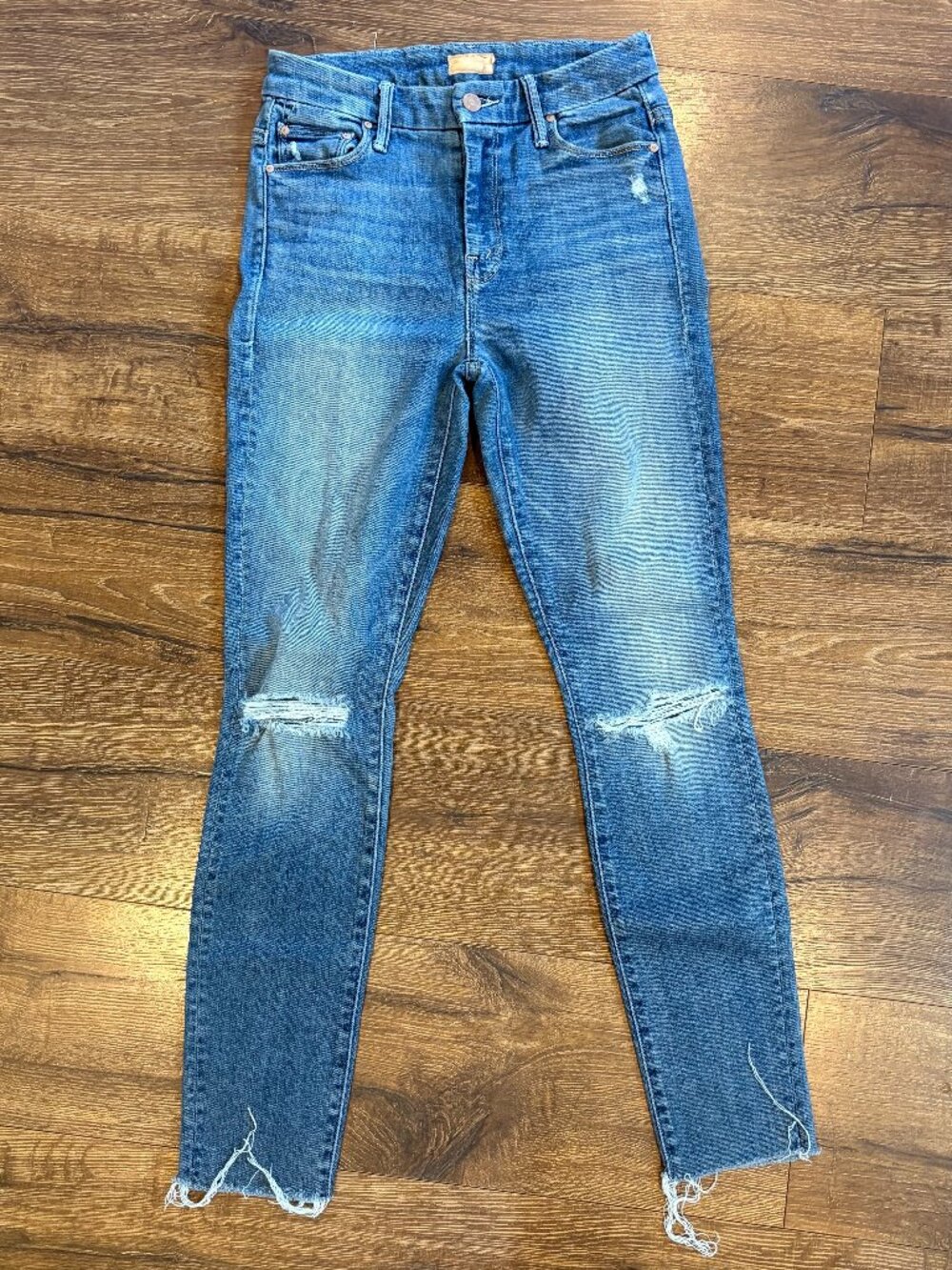 MOTHER High Waisted Looker Ankle Fray